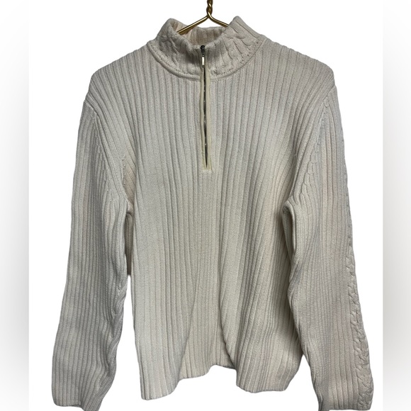 Van Heusen Sweaters - Van Huesen Women’s XL sweater beige with cable neck detail on sleeve and collar